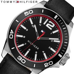 TOMMY HILFIGER トミーヒルフィガー クオーツ メンズ 腕時計 ナイロンベルト ブランド カジュアル ブラック 1791284