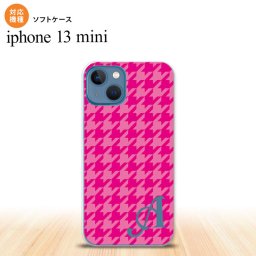 iPhone13mini iPhone13 mini ケース ソフトケース 千鳥 格子 大 ピンク +アルファベット iPhone ミニ 5.4インチ  おしゃれ かわいい メンズ レディース キッズ デザインたくさん nk-i13m-tp916i