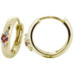 フープピアス 18k メンズ 太め シンプル 片耳 リングピアス ガーネット 父の日 2024