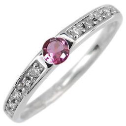 ピンキーリング 一粒 ピンクトルマリン 指輪 18金 18k リング