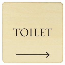 27x27cm トイレ 御手洗 TOILET トイレマーク ナチュラル ブラック TOILET 右 矢印 文字タイプ ピクトサイン 木製ドアサイン ドアプレート インテリア 施設 案内