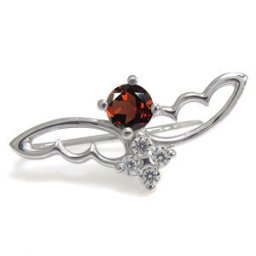 イヤーカフ ピアス ガーネット 18金 羽モチーフ ピアス