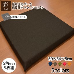座布団 セット 5枚組 おしゃれ 和風 低反発 彩 紬風生地 5cm ウレタン 5色セット 50×54×5cm 洗濯可 エスニック アジアン 低反発ウレタン 厚タイプ おしゃれ 可愛い かわいい オフィスにも  車  マルチカラー