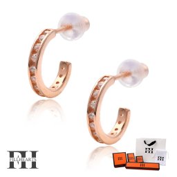 FILL HEARTS ピアス レディース 女性 大人 ローズゴールド アクセサリー ジュエリー Shining Hoop ジルコニア 金属アレルギー対応 シルバー925 S925 18K 18金 キャッチ フープピアス 小さめ 流行り