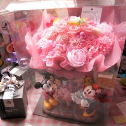 ミッキー ミニー プランター 花束風 レインボーローズ プリザーブドフラワー入り ギフト ケース付き フラワーショップ