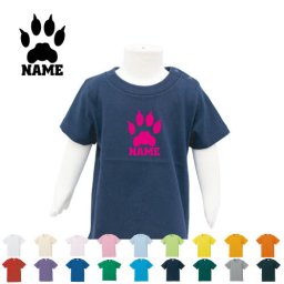 足跡4  名入れTシャツ/ベビー服、キッズ服、お名前、子供服、キッズウェア、こども服、入園、入学、新学期、幼稚園、保育園、小学校、、夏服【ネコポス発送可】【cf_bst】猫　ネコ　ねこ　キャット　肉球