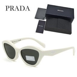 プラダ サングラス メンズ レディース ブランド アイウェア UVカット 日焼け対策 ケース付 プレゼント ギフト PRADA ホワイト 0PRA02SF-17K08Z-55