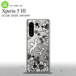 SO-53B SOG05 Xperia5III 背面ケース カバー ステンドグラス風 ホヌとハイビスカス ホワイト ステンドグラス風 オススメ 人気 おしゃれ スマート nk-xp53-sg44