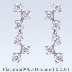 【完全無色透明Fカラー】pt900【0.32ct】ダイヤモンド スウィングピアス『La Luisante 12diamond』 [SIクラス F～Dカラー 無色透明 GOOD～VERYGOOD] ハートアンドキューピット トリロジー 揺れるピアス 記念日 プレゼント【送料無料】   LP-0334A
