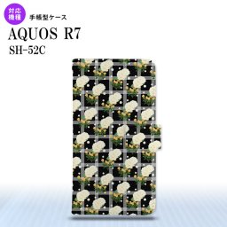 SH-52C AQUOS R7 手帳型スマホケース カバー 花柄 バラ チェック 黒  nk-004s-r7-dr253