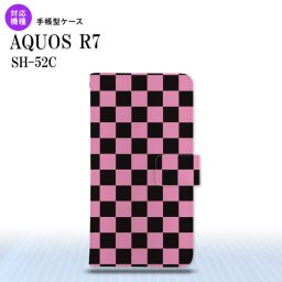 SH-52C AQUOS R7 手帳型スマホケース カバー スクエア 黒 ピンク  nk-004s-r7-dr762