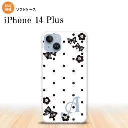 iPhone14 plsu iPhone14 plsu スマホケース 背面ケースソフトケース 花柄 ドット リボン 白 +アルファベット 2022年 10月発売 nk-i14pl-tp353i