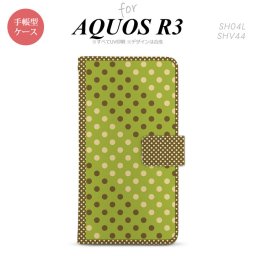 SH-04L/SHV44 AQUOS R3 手帳型スマホケース カバー ドット 水玉 緑 茶  nk-004s-r3-dr1656