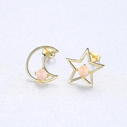 ピアス 両耳用 FORMICA Nanocrystal シルバー925 グリーン ピンク イエローゴールド スタッド 小粒 一粒 可愛い かわいい モチーフ 星 月 レリーフ ce0419-2