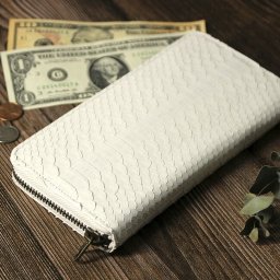 即納 開運 本革白ヘビラウンドウォレット[白蛇 財布 ラウンドファスナー 長財布 メンズ 本革 ニシキヘビ 革 蛇 ロングウォレット 開運財布 運気 ヘビ皮 白蛇財布 ラウンドジップ シンプル デザイン 小銭入れ カード収納 チャック]