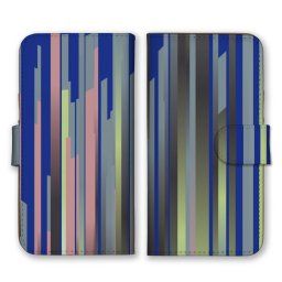 ＼全機種対応／ スマホケース 手帳型 スマホカバー 手帳タイプ スマートフォン ケース カバー ストライプ ブルー グレー系 ランダム パターン かわいい おしゃれ カードホルダー付き カード収納 合皮 合成レザー