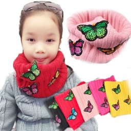 ネックウォーマー キッズ 女の子 子ども 防寒 ジュニア 子供 冬 こども かわいい 蝶々 チョウ蝶 スヌード ニット小物