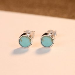 ピアス 両耳用 人工ターコイズ シルバー925 ブルー シルバー 人気 スタッド ラウンド 中粒 シンプル 上品 小さめ 小ぶり 可愛い かわいい きれいめ ce0410