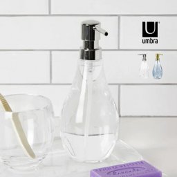 umbra アンブラ ドロップレット ソープポンプ[ソープボトル 296ml おしゃれ ソープディスペンサー クリア 透明 液体せっけん 液体石けん 洗面所 キッチン 手洗い 洗面台 液体石鹸 液体ソープ]