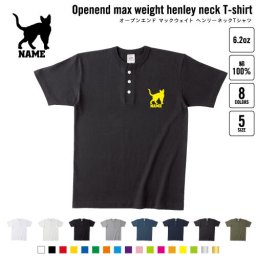 デボンレックス   名入れヘンリーネックTシャツ ヘンリーネック 名入れTシャツ 首元ネコ目ボタン ボタンTシャツ 首元アクセント メンズ レディース    猫 ネコ ねこ キャット ペット