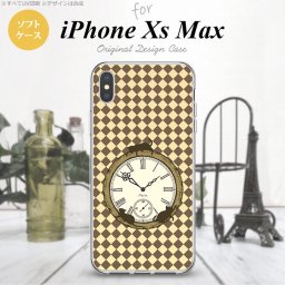 iPhoneXsMax iPhone XS Max スマホケース ソフトケース 時計 チェック ベージュ メンズ レディース nk-ixm-tp1222