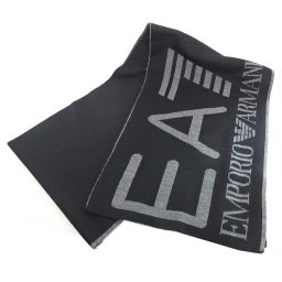 イーエーセブン EA7 エンポリオ アルマーニ マフラー 275894 9A301 61020 メンズ ブランド ロゴ スカーフ BLACK/GREY ブラック＋グレー