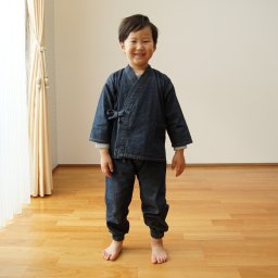 作務衣 子供用 デニム さむえ さむい キッズ 上下組 ジュニア 男の子