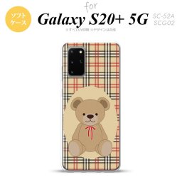 SC-52A SCG02 Galaxy S20+ 5G スマホケース ソフトケース くま チェック 茶 赤 メンズ レディース nk-s20p-tp752