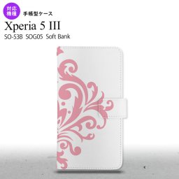 SO-53B SOG05 Xperia5 手帳型スマホケース カバー ダマスク ピンク オススメ 人気 おしゃれ スマート シンプル  nk-004s-xp53-dr1033