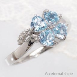 指輪 四葉 クローバー ブルートパーズ 11月誕生石 ダイヤモンド リング 0.04ct プラチナ プラチナ900 pt900 ピンキーリング ファランジリング ミディリング 小指 レディース ジュエリー アクセサリー プレゼント ギフト 人気 おすすめ 送料無料