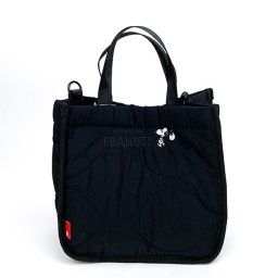 スヌーピー PEANUTS SQUARE IP.スクエア.キルト.Peanuts-7T BLACK トートバッグ ルートート