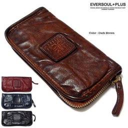 正規品 メンズ レディース EVERSOUL エバーソウル ever soul 本物の質感と圧倒的な高級感 ビンテージ加工で絶妙な風合いの本革レザージッパーロングウォレット 4913375 mou43 旅行 ギフト