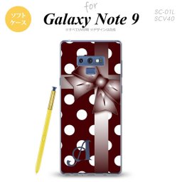 Galaxy Note 9 ギャラクシー ノート9 SC-01L SCV40 スマホケース カバー ソフトケース ドット・リボン 赤茶 イニシャル 対応 nk-note9-tp301i[スマホ,スマホケース,スマホカバー,ケース,カバー,ジャケット]