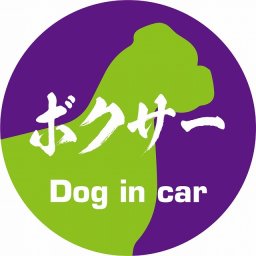 Dog in car ドッグインカー ステッカー カーステッカー ボクサー 毛筆書体 パープルグリーン シール 煽り運転対策 カーサイン
