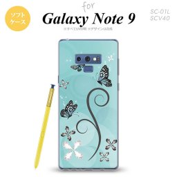 Galaxy Note 9 ギャラクシー ノート9 SC-01L SCV40 スマホケース カバー ソフトケース バタフライ・蝶（D） 水色 nk-note9-tp226[スマホ,スマホケース,スマホカバー,ケース,カバー,ジャケット]