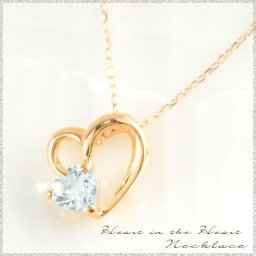 ネックレス 18金 ハート アクアマリン k18 ペンダント 18k ピンクゴールドk18 誕生石 オープンハート ハート型 華奢 シンプル レディース 人気