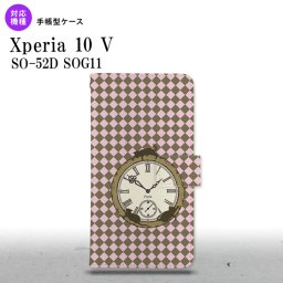 Xperia10V Xperia10V 手帳型スマホケース カバー 時計 チェック ピンク 2023年 7月発売 nk-004s-xp105-dr1221