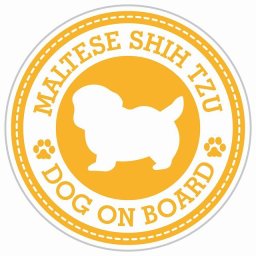 セーフティサイン ステッカー Dog on board MALTESE SHIH TZU マルシーズー イエロー 直径13cm あおり運転 対策 カーステッカー 煽り運転対策 自動車用 屋外 屋内 防水 かわいい おしゃれ 安全対策 カーサイン 肉球マーク