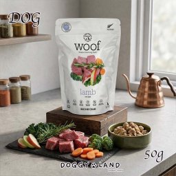  【送料無料】 犬用 ドッグ WOOF ワフ ドッグフード ラム 50g フリーズドライ ローフード 非加熱 グルテンフリー 全年齢 無添加、穀物不使用 総合栄養食 おやつ 低脂肪 高たんぱく マヌカハニー トライプ 子犬 シニア犬 高齢 老犬