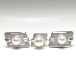 真珠 ネクタイピン パール アコヤ真珠 カフス セット 8.5mm ホワイトピンク シルバー 73126 イソワパール