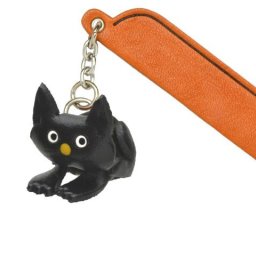 黒ねこおすわり チャームブックマーカー【レザー 本革 VANCA バンカクラフト革物語 国産 ハンドメイド 贈り物 即納】