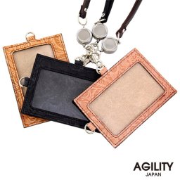『リール付き IDカードホルダー』(全4色)ルビナス【IDカードケース リール付き id ホルダー リール 本革 牛革 レザー 日本製 花柄 縦向き 横向き 兼用 社員証 入館証 日本製】【AGILITY affa(アジリティアッファ)】牛革 おしゃれ 誕生日 クリスマス 記念日 プレゼント ギフト 贈り物 女性