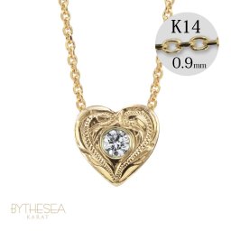 ハワイアンジュエリー ダイヤモンド イエローゴールド ネックレス ハート 14K K14イエローゴールド 一粒ダイヤモンド 鑑定書付 14k カットあずきチェーン太0.9mm ギフトラッピング可能 彼女 妻 女性 レディース プレゼント ハロウィン 【品番：CG-GP103-CH123】