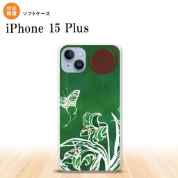 iPhone15 plus iPhone15 plus スマホケース 背面ケースソフトケース 蝶と花 緑 2023年 9月発売 nk-i15pl-tp1545