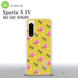 Xperia 5 IV Xperia5 IV スマホケース 背面ケース ハードケース 花柄 バラ ドット 黄 +アルファベット 2022年 10月発売 nk-xp54-242i