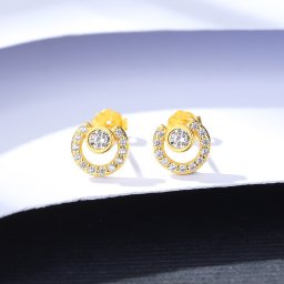 ピアス 両耳用 レディース キュービックジルコニア ホワイト シルバー925 イエローゴールド ce20121234