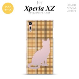 【SO01J】【スマホケース/スマホカバー】【エクスペリア XZ 】SO01J スマホケース XPERIA XZ SO-01J カバー エクスペリア XZ  猫 チェック茶B nk-so01j-tp956【メール便送料無料】