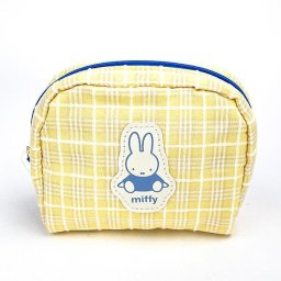 ミッフィー miffy レトロチェック ポーチ イエロー 小物入れ