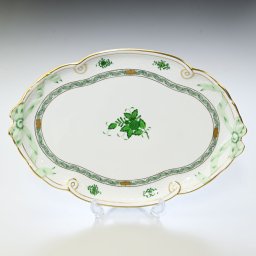 ヘレンド パーティートレイ アポニー・グリーン プレート 洋食器 38cm 400000 AV 【00400000-AV】 洋食器 送別会 誕生日 お中元 結婚祝い 結婚式 高級 父の日 母の日 即日発送 成人祝い ホワイトデー