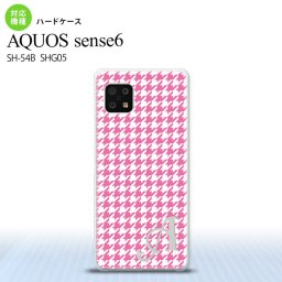 SH-54B SHG05 AQUOS sense6 スマホケース ハードケース 千鳥 格子 小 ピンク 白 +アルファベット メンズ レディース nk-sens6-902i